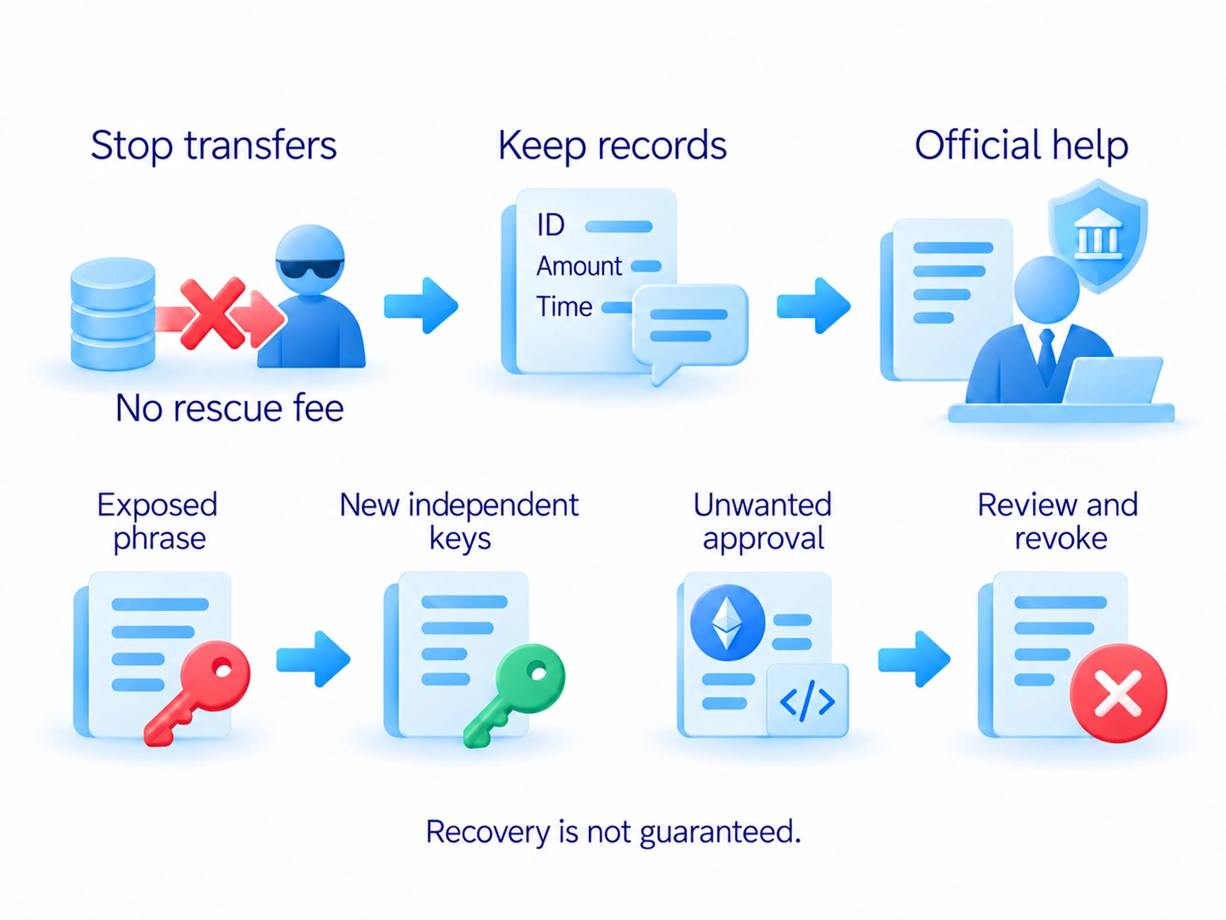 Stop further transfers and preserve records; disclosed wallet recovery access differs from an unwanted spending permission and is not fixed by an app password change.