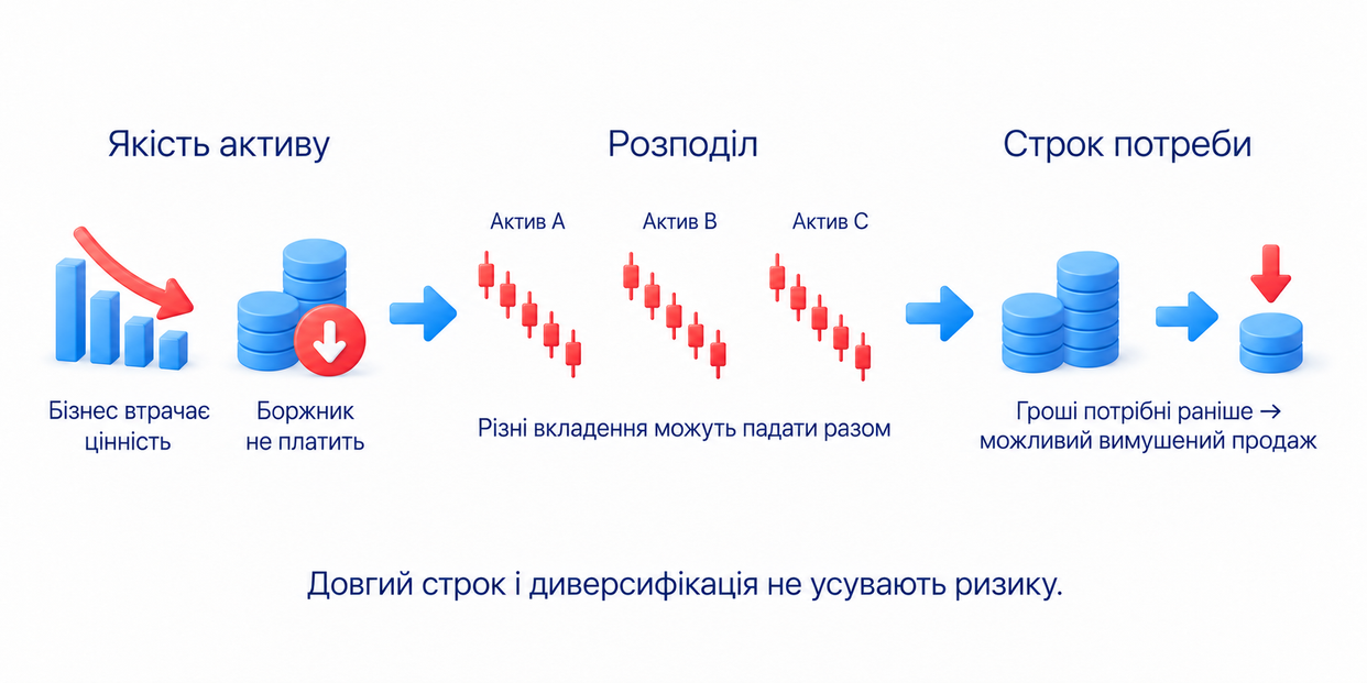 Якість активів, розподіл коштів і строк потреби в грошах; диверсифікація не виключає спільного падіння
